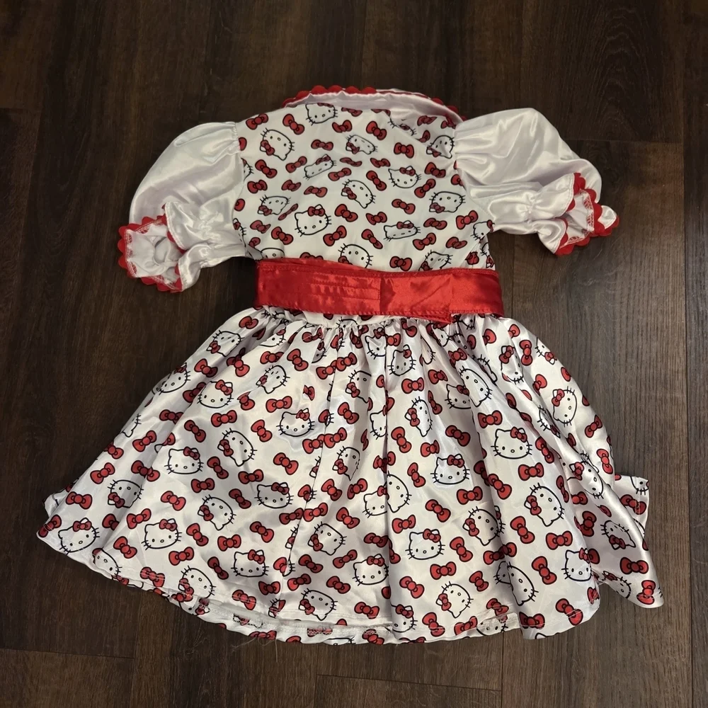 Hello Kitty Kids Costume with Red Bow and White Dress And Headband